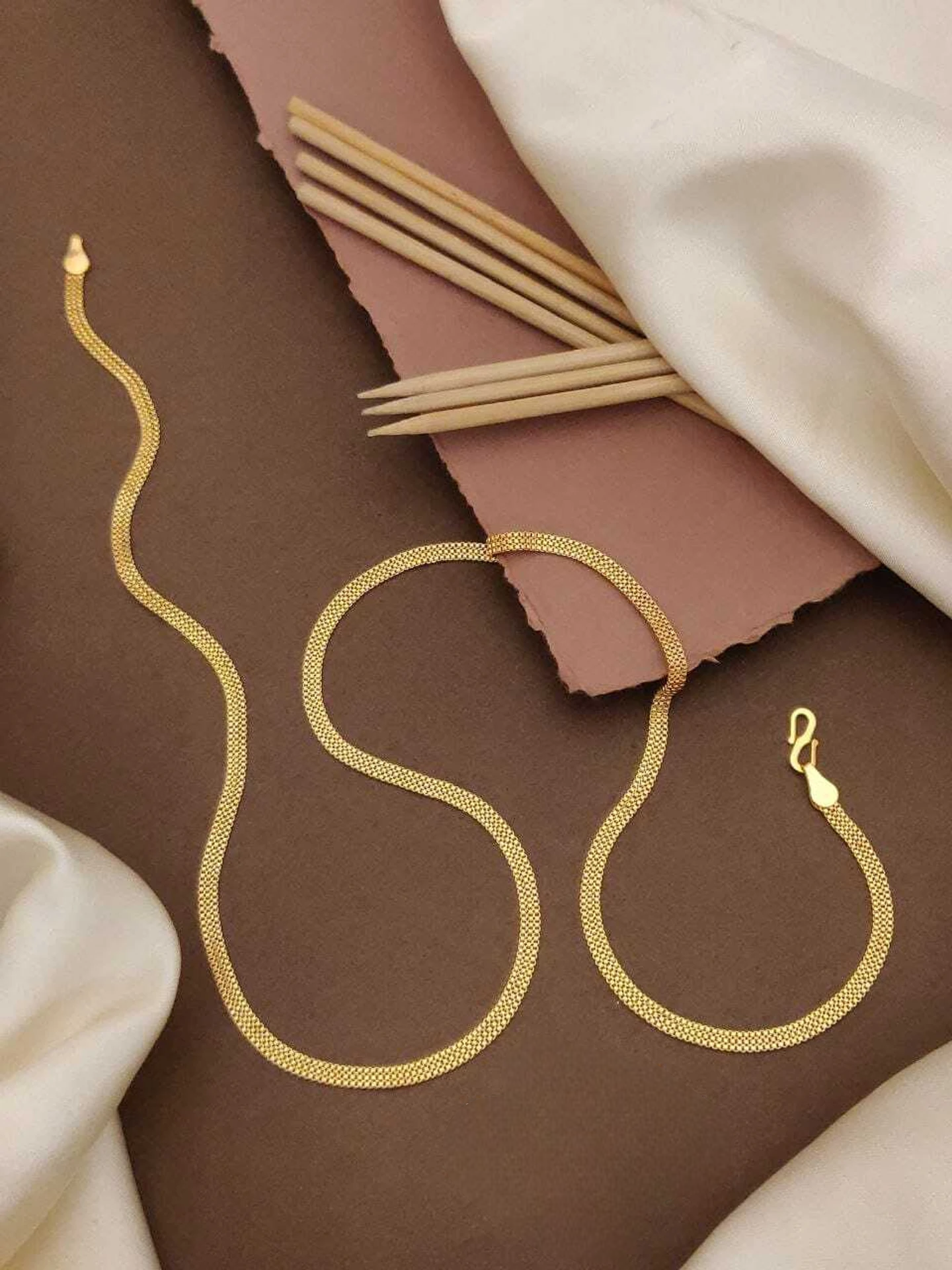 Wide 1gm Micro Gold-Plated Woven 3 Line Box Chain (24")