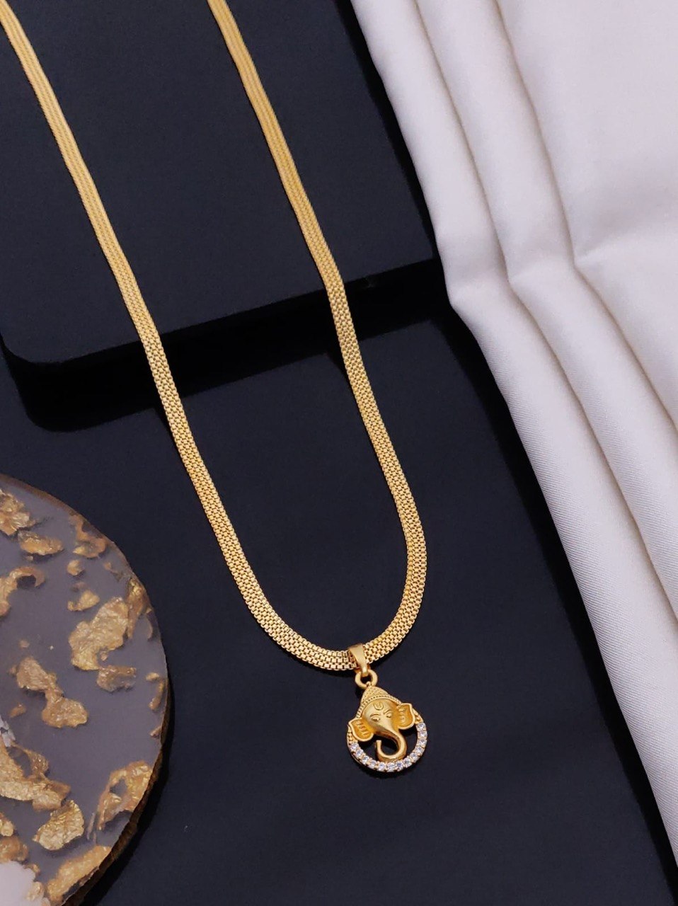 Lord Ganesha Pendant with 18" Chain | Micro Gold Plated & Anti-Tarnish