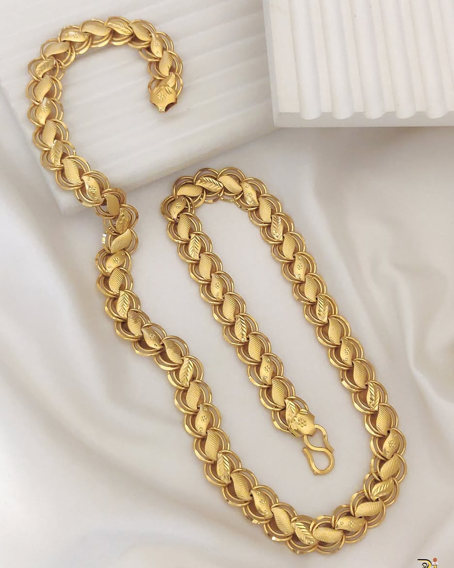 Men's Textured 1gm Gold-Plated Brass Curb Italian Chain (20")