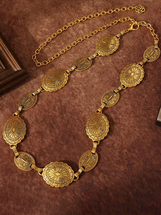 Vintage Gold Coin Kamarbelt for Women | Boho Ethnic Waist Chain Belt for Saree, Dress & Lehenga