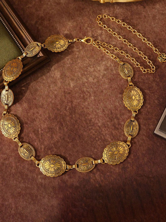 Vintage Gold Coin Kamarbelt for Women | Boho Ethnic Waist Chain Belt for Saree, Dress & Lehenga