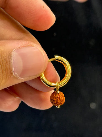 22K Gold Plated Rudraksha Hoop Earrings for Men | Spiritual Bali Earring | Anti-Tarnish Daily Wear | VIHAL ORNAMENTS