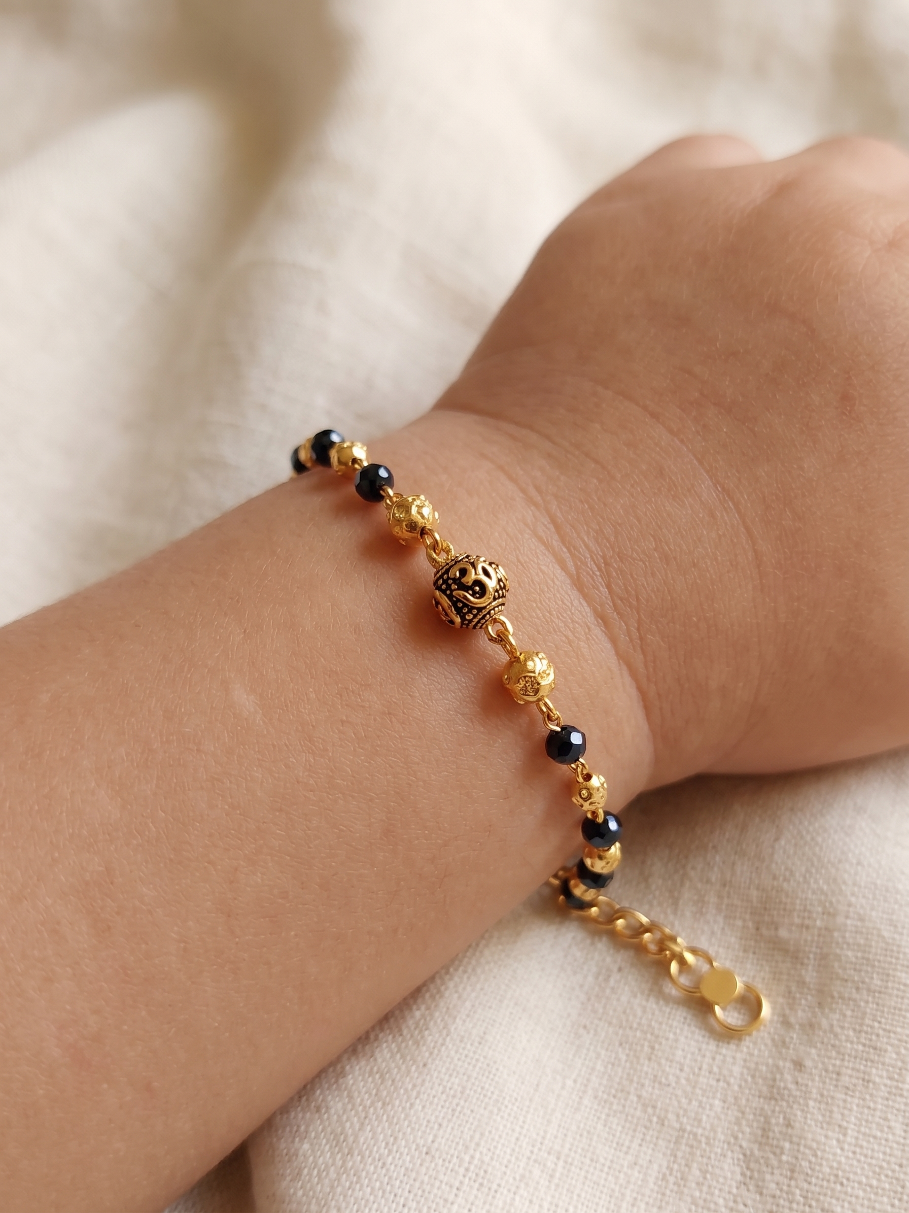 Gold Plated Sacred Om Baby Nazariya Bracelet Set - Pack of 2 Evil Eye Protection Kada for Infants & Toddlers