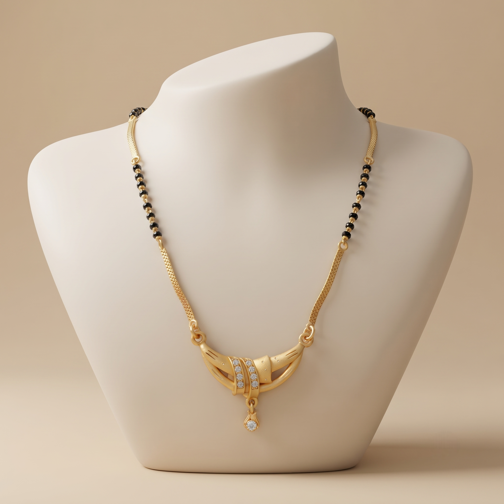 18 Inch Short Designer Mangalsutra for Women | Gold Plated Mangalsutra with Black Beads & CZ Pendant | Stylish Daily Wear – VIHAL ORNAMENTS