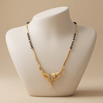 18 Inch Short Designer Mangalsutra for Women | Gold Plated Mangalsutra with Black Beads & CZ Pendant | Stylish Daily Wear – VIHAL ORNAMENTS