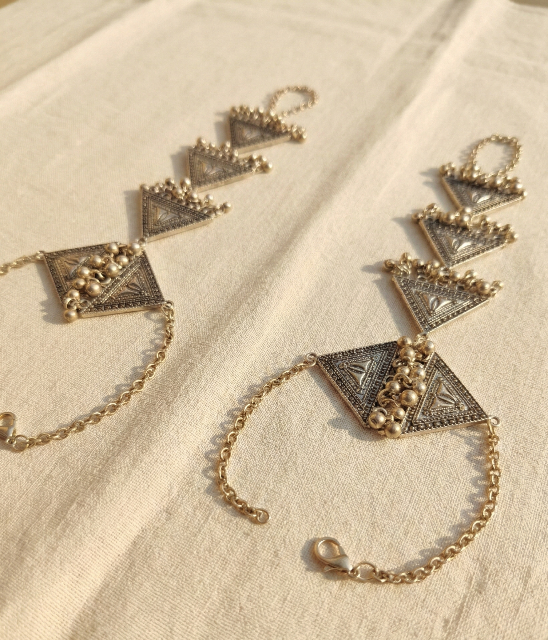 Exquisite Silver Oxidized Triangular Haath Phool