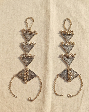 Exquisite Silver Oxidized Triangular Haath Phool