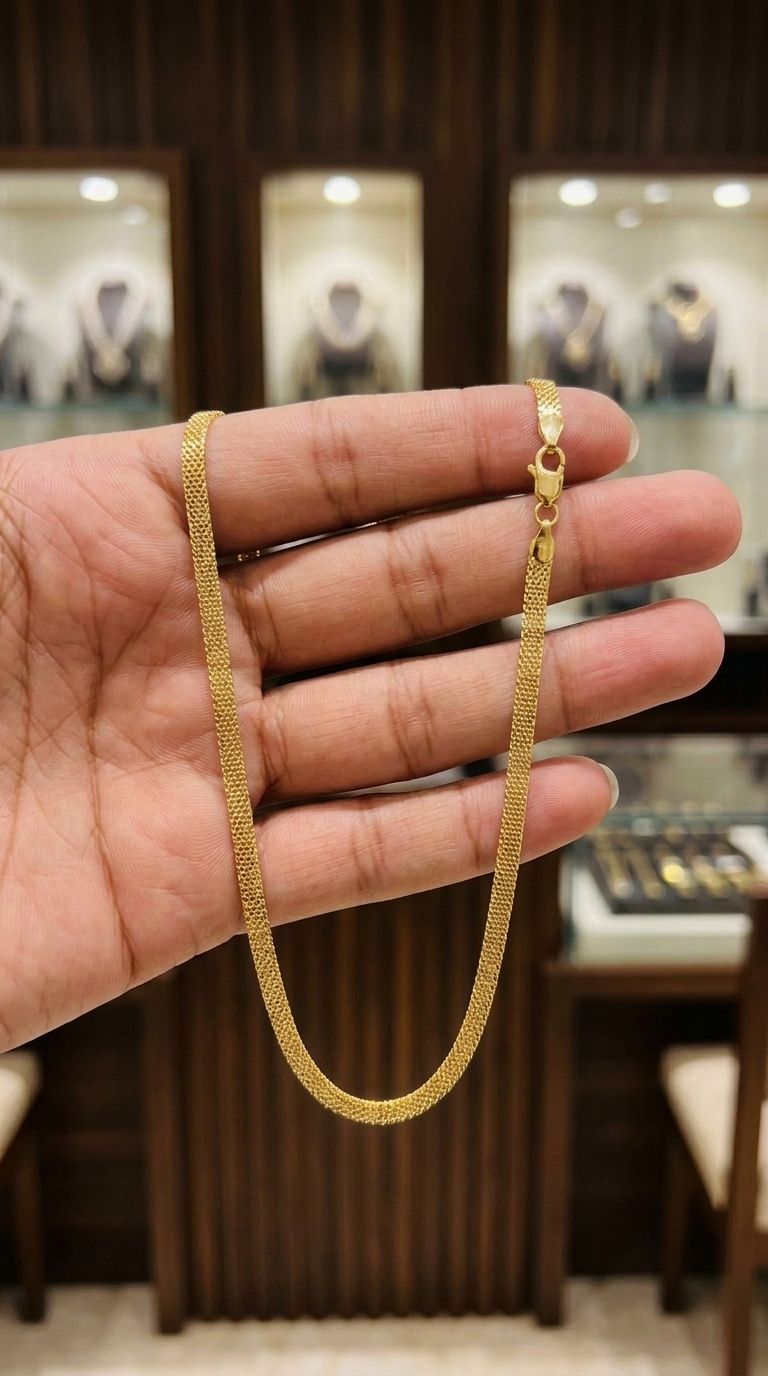 Wide 1gm Micro Gold-Plated Woven 3 Line Box Chain (24")
