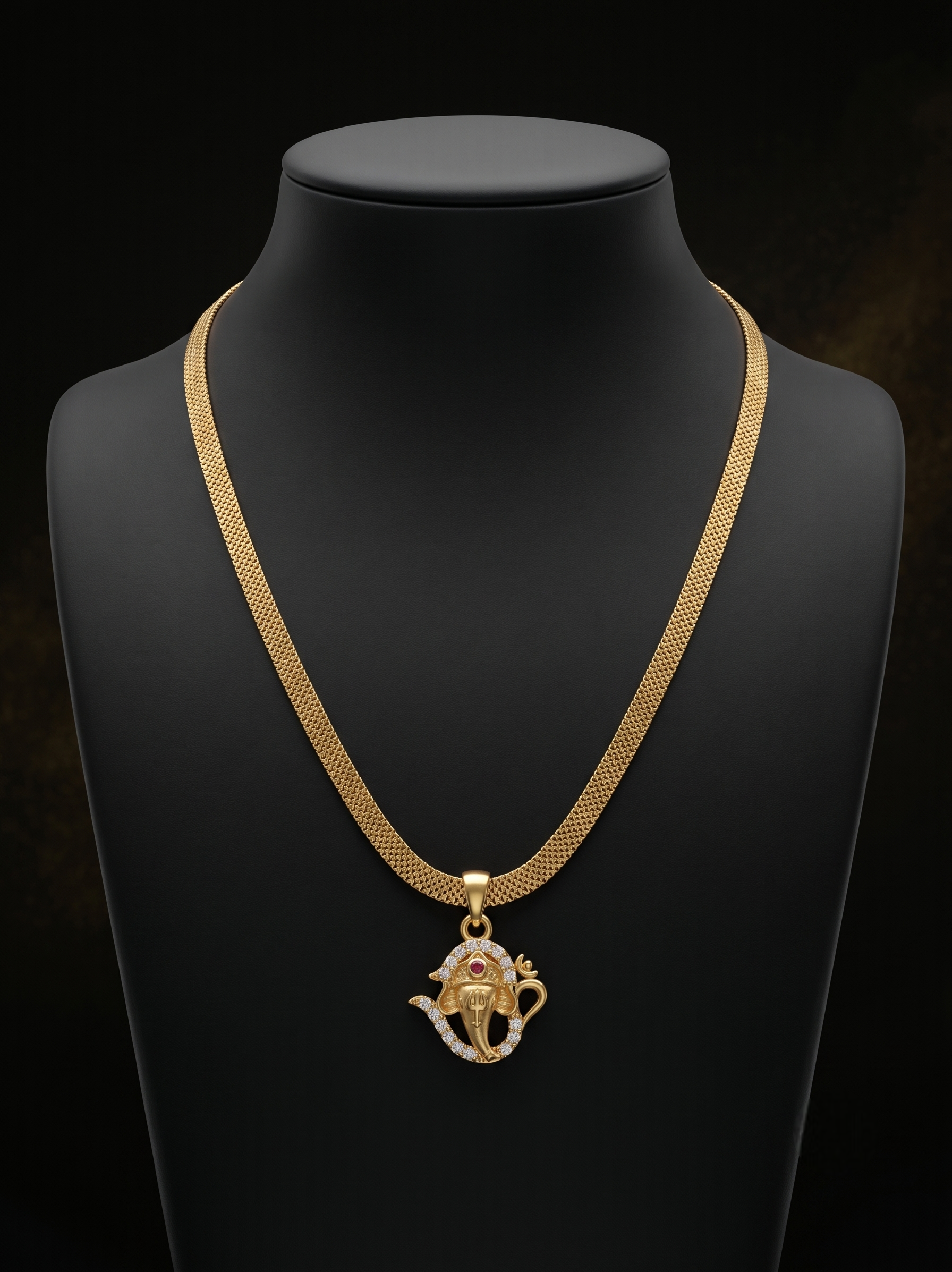 Men’s Gold Plated Ganpati Pendant Chain – 18” Anti Tarnish Necklace