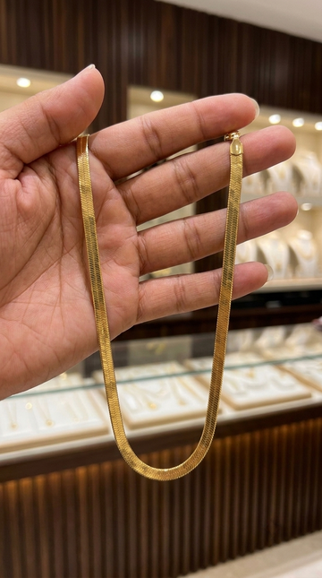 Sleek Gold Herringbone Snake Chain Necklace