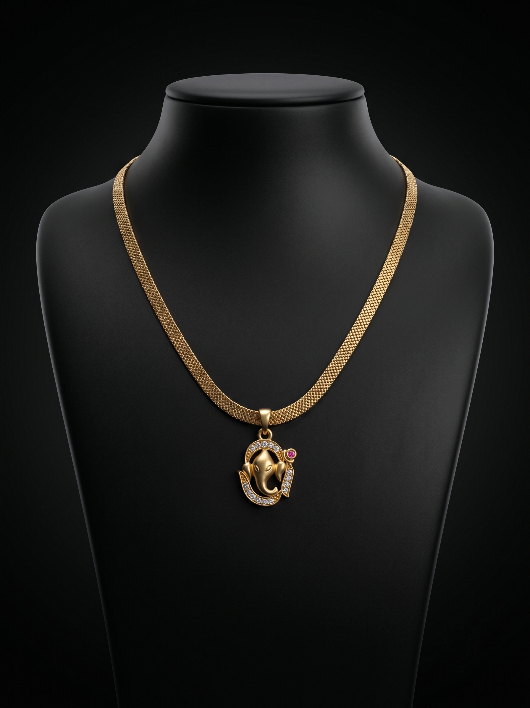 Men’s Micro Gold Plated Ganesh Pendant Chain – Anti Tarnish | 18” Necklace