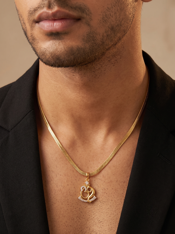 Men's Gold Plated Om Pendant Necklace with 18" Chain | Anti-Tarnish