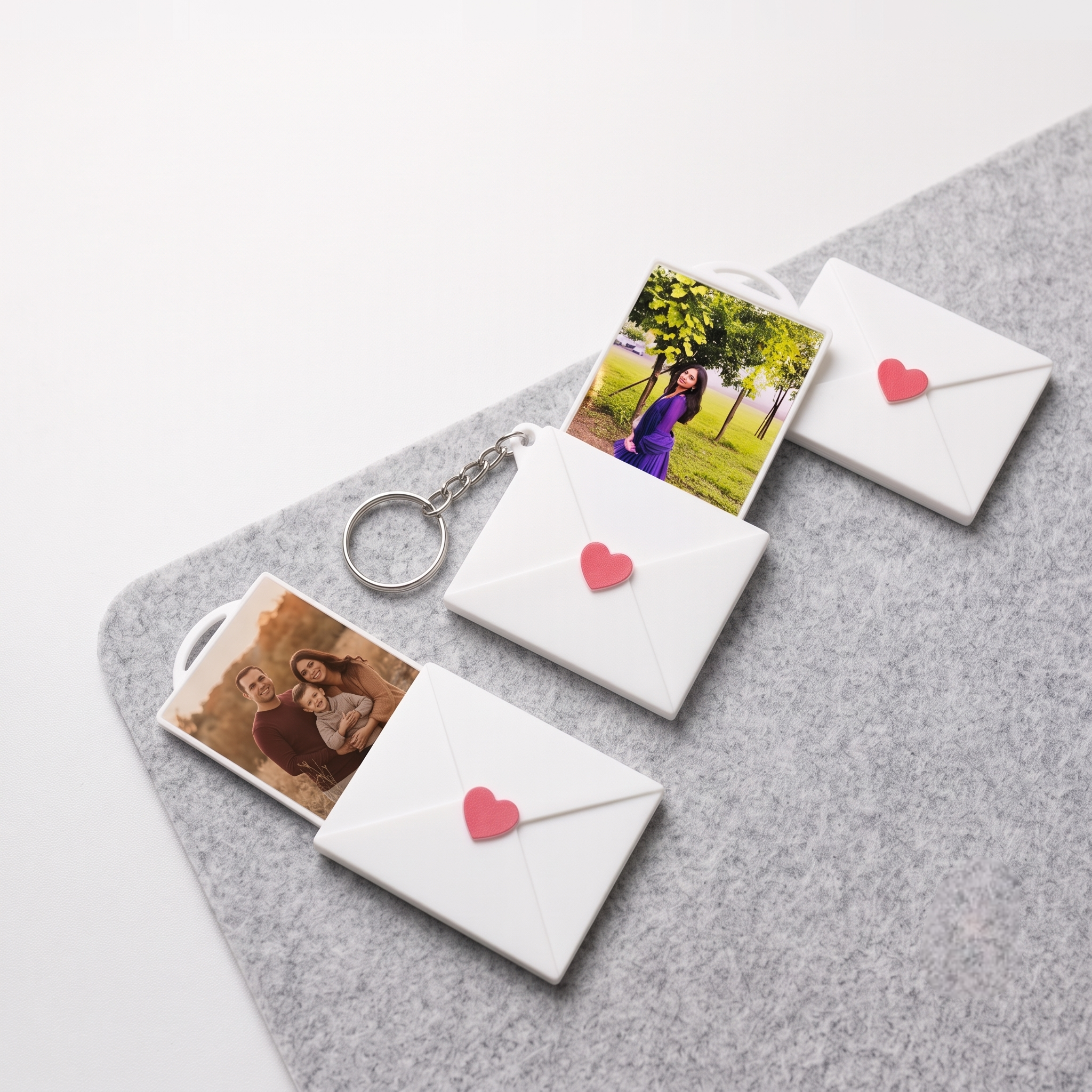 Personalized Love Letter Envelope Photo Keychain | Custom Picture Pull-Out Keyring with Red Heart Seal | Unique Keepsake Gift for Couples, Friends & Family