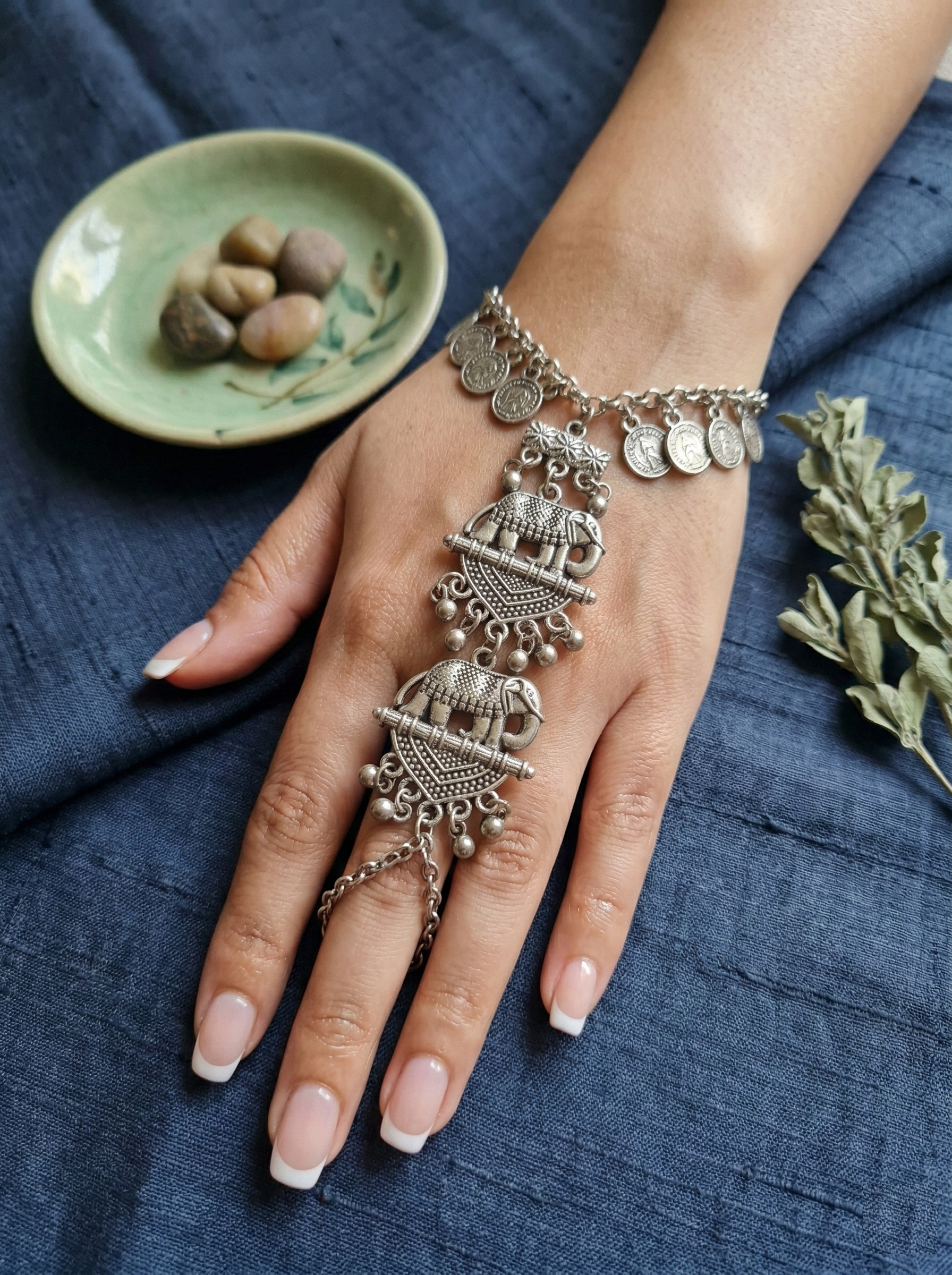 Oxidized Silver Elephant Tribal Hand Harness The Ultimate Statement Piece