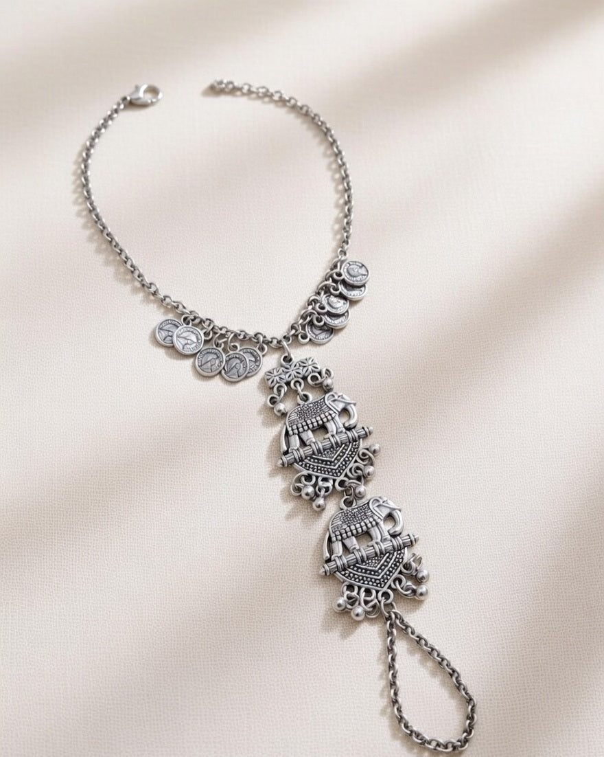 Oxidized Silver Elephant Tribal Hand Harness The Ultimate Statement Piece