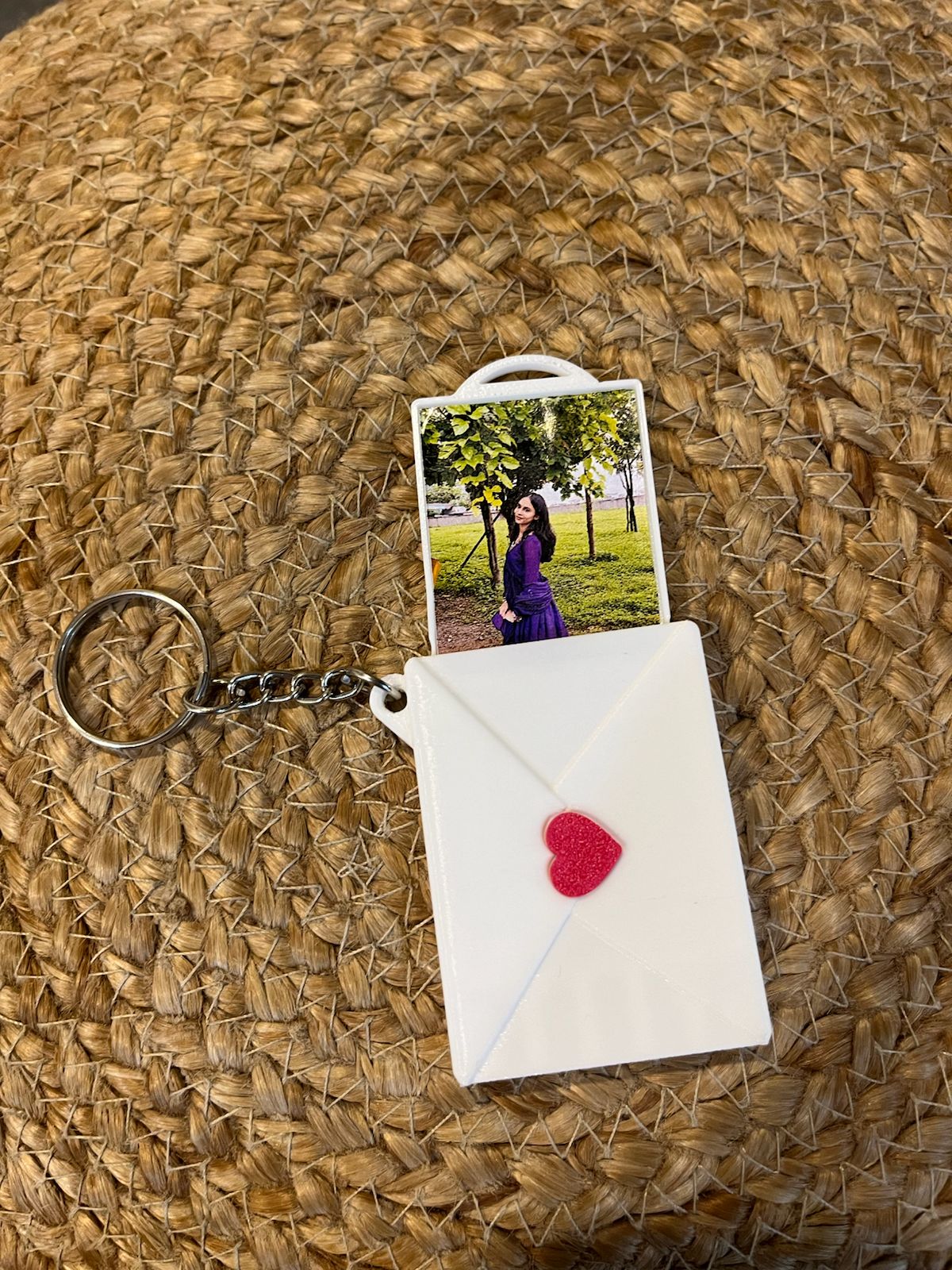 Personalized Love Letter Envelope Photo Keychain | Custom Picture Pull-Out Keyring with Red Heart Seal | Unique Keepsake Gift for Couples, Friends & Family