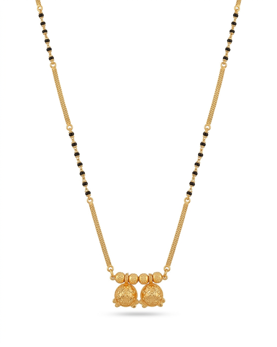 18 Inch Short Mangalsutra for Women | Gold Plated Traditional Mangalsutra with Double Pendant | Daily Wear Mangalsutra – VIHAL ORNAMENTS