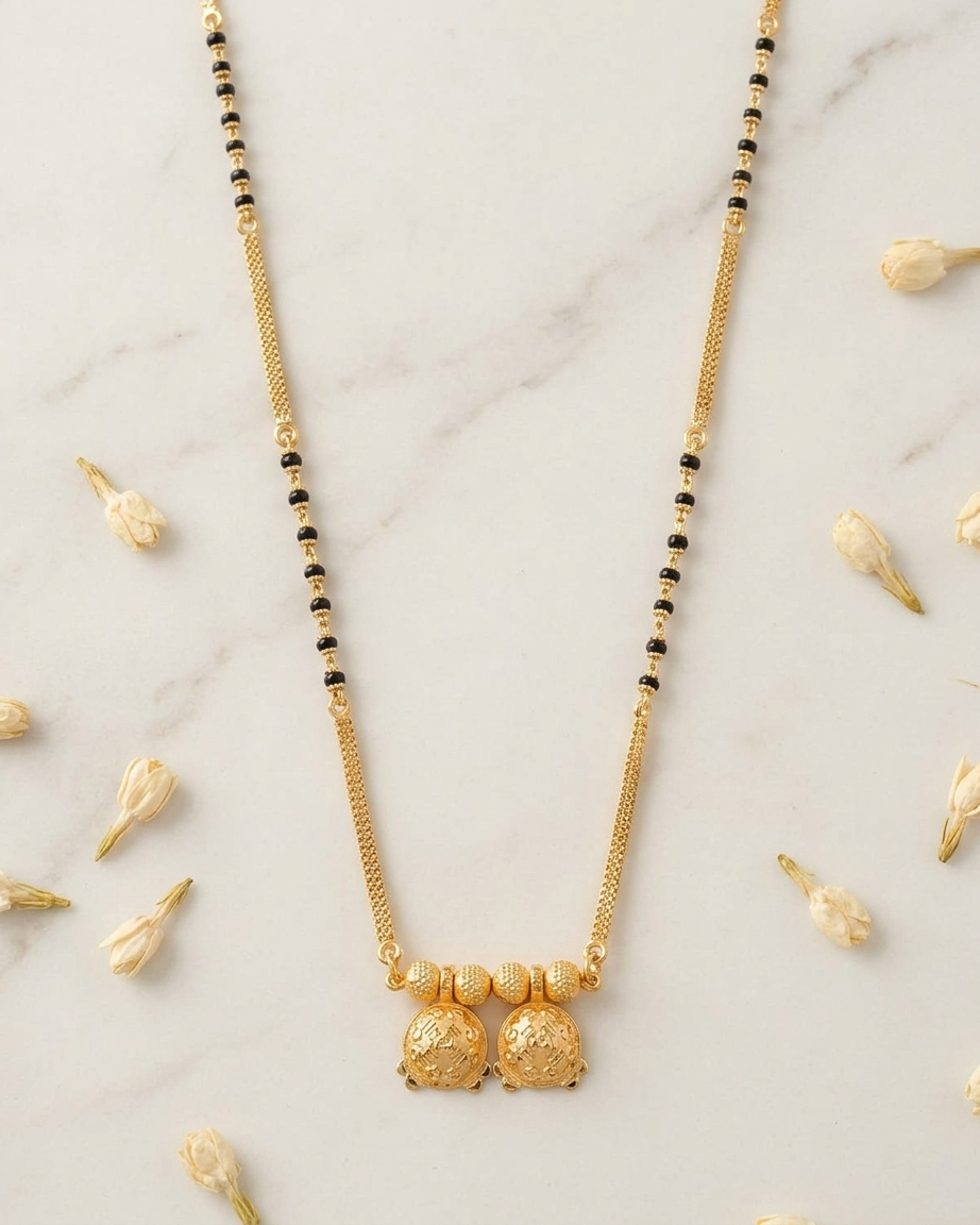 18 Inch Short Mangalsutra for Women | Gold Plated Traditional Mangalsutra with Double Pendant | Daily Wear Mangalsutra – VIHAL ORNAMENTS