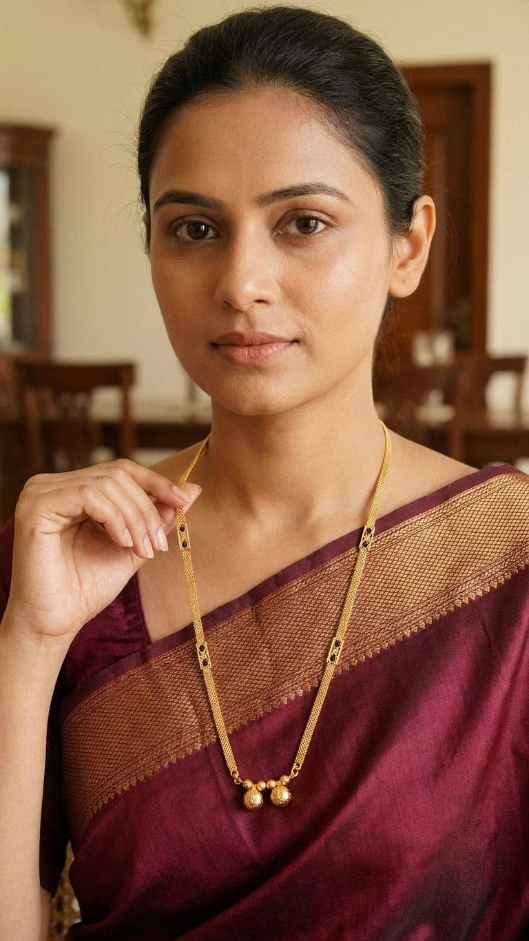 18 Inch Short Mangalsutra for Women | Gold Plated Mangalsutra with Black Beads & Double Round Pendant | Daily Wear Mangalsutra – VIHAL ORNAMENTS