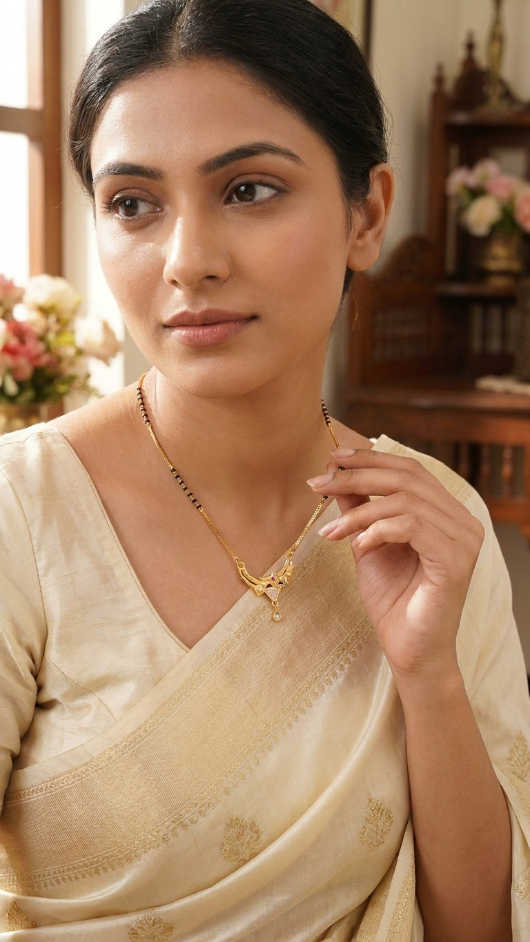 18 Inch Short Designer Mangalsutra for Women | Gold Plated Mangalsutra with Black Beads, Pink Stone & CZ Pendant | Stylish Daily Wear – VIHAL ORNAMENTS