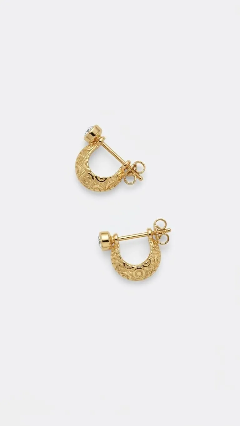 2Pcs (1 Pair / Jodi) 22K Gold Plated Earrings for Women & Men | Unisex Elegant Lightweight Party Wear Jewelry